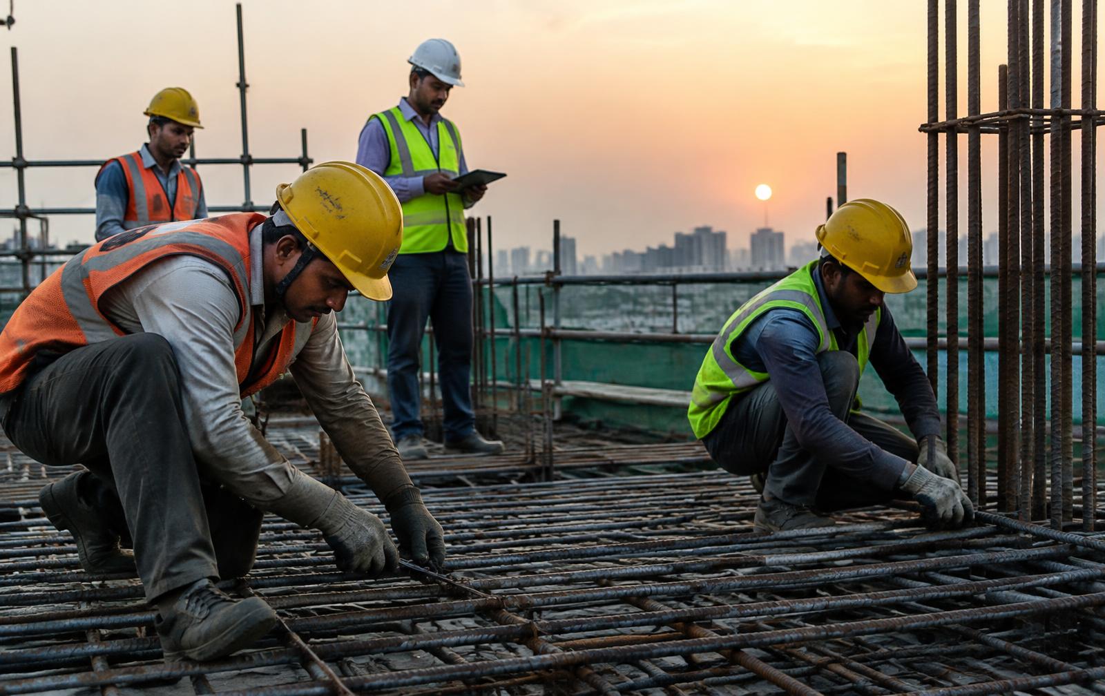Naypra site teams fixing reinforcement